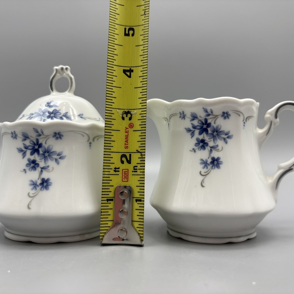 WINTERLING ROSLAU BAVARIA, CREAM & SUGAR Set Blue Flowers - Picture 7 of 7